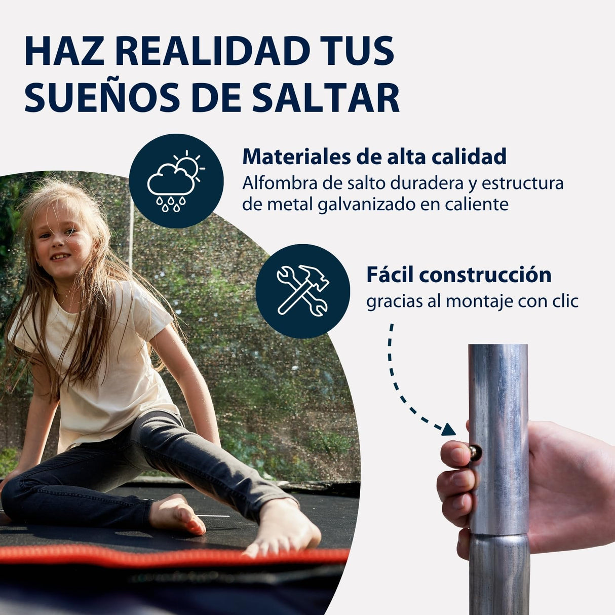 HUDORA First Trampolín para Exteriores con Red de Seguridad, para niños y Adultos, Multicolor