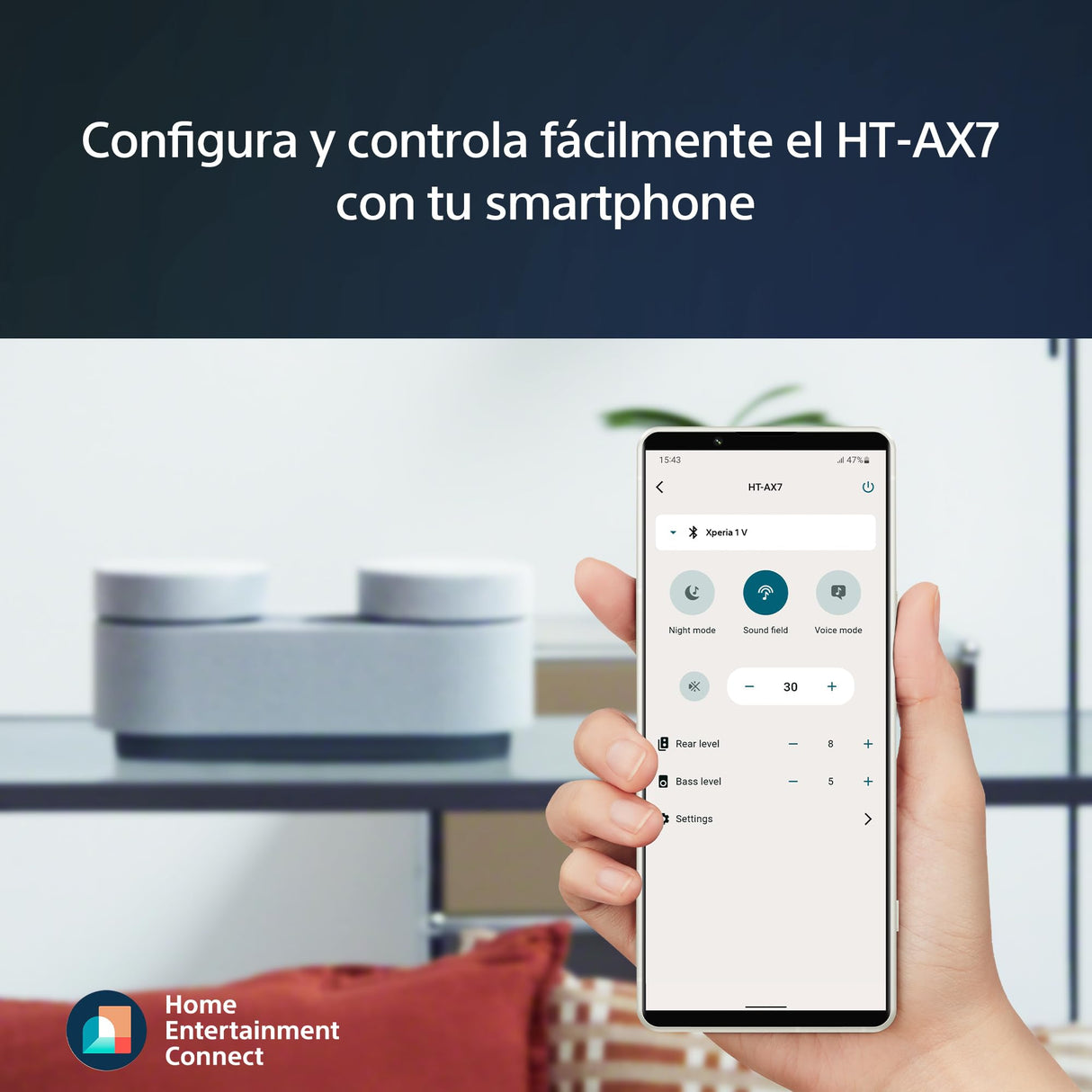 Sony HT-AX7 Sistema de Sonido Surround Portátil para Tablet, Smartphone, Ordenador Portátil, Proyector, Batería 30 Horas, Fácil Conexión Bluetooth, Gris
