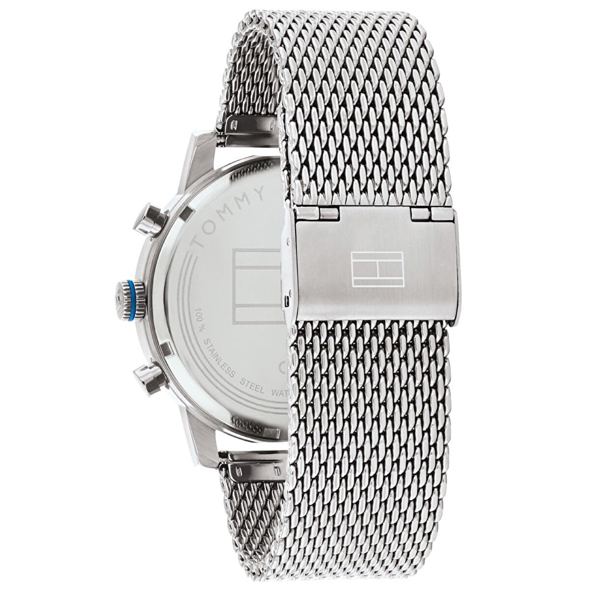 Tommy Hilfiger Reloj Analógico de Cuarzo Multifunción para Hombre con Correa de Malla de Acero Inoxidable Plateada - 1791881