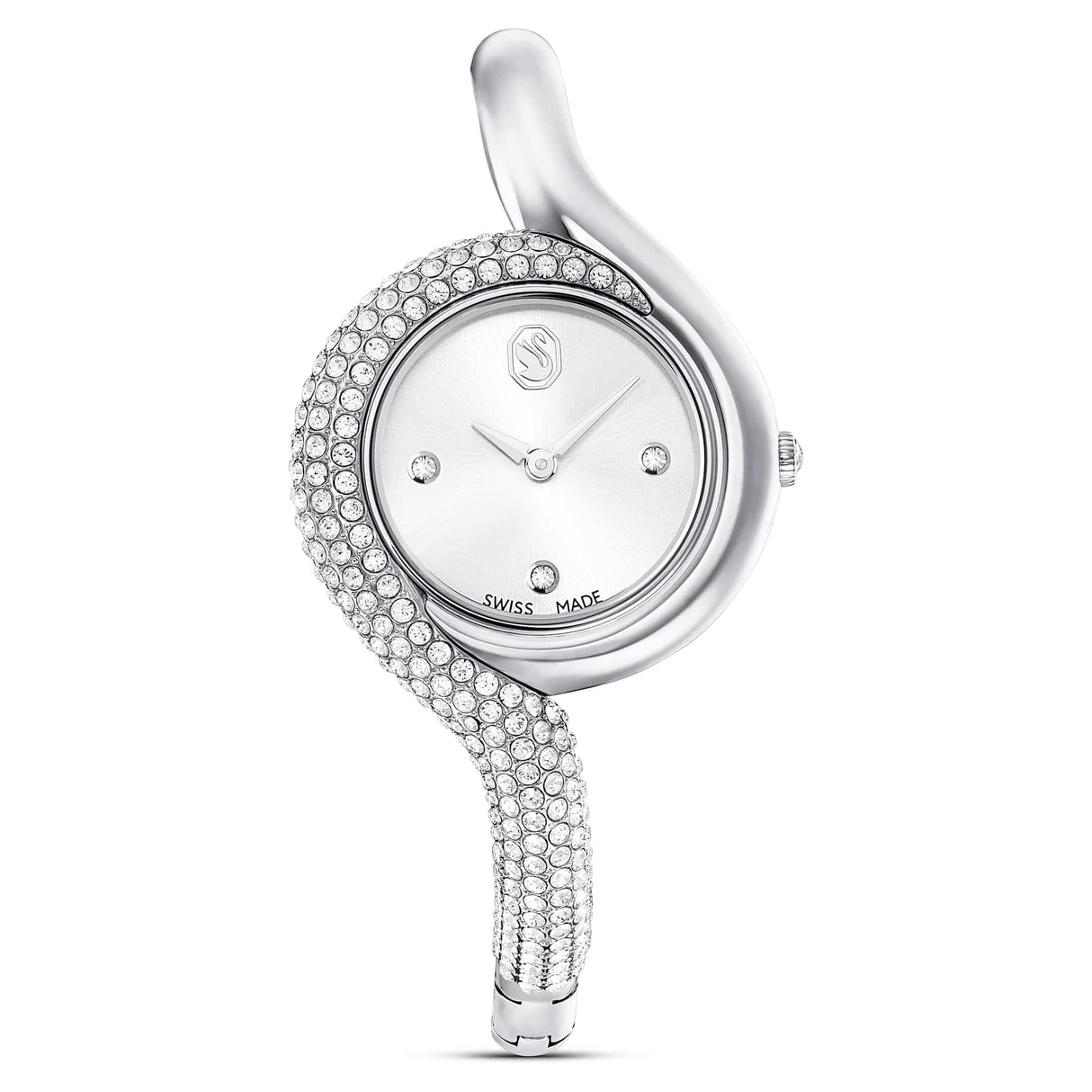 Swarovski Reloj Dextera Asymmetric, Fabricado en Suiza, Brazalete de Metal, Tono Plateado, Acero Inoxidable