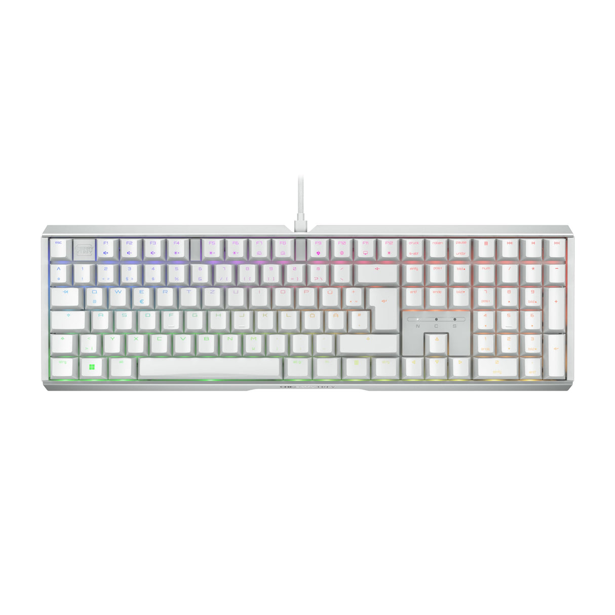 CHERRY XTRFY MX 3.1, Teclado Gaming mecánico, distribución de teclado alemán (QWERTZ), iluminación RGB, carcasa de aluminio, conexión USB-A, switches MX2A RED, blanco