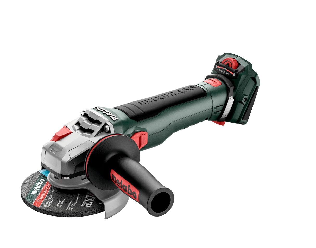Metabo Amoladora Angular a Batería 18V WVB 18 LT BL 11-125 Quick Motor Sin Escobillas Potente 125mm Sin Batería/Cargador