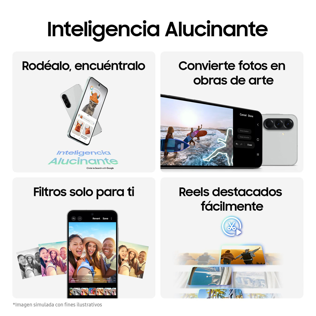 Samsung Galaxy A56 5G 128GB, Teléfono Móvil, 8GB RAM, 50MP Cámara, Negro, Garantía del Fabricante 3 Años + 1 Año Extra
