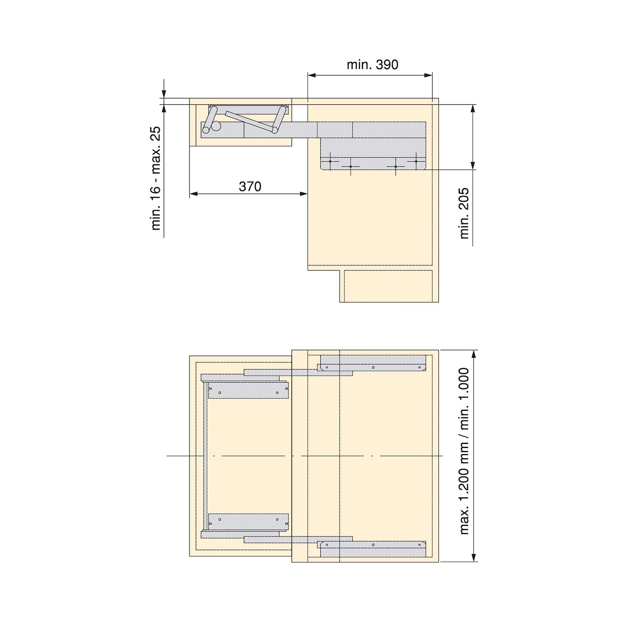 Emuca - Guías para mesa extensible y elevable Oplà Folding+39 M120, Anodizado inox, Aluminio