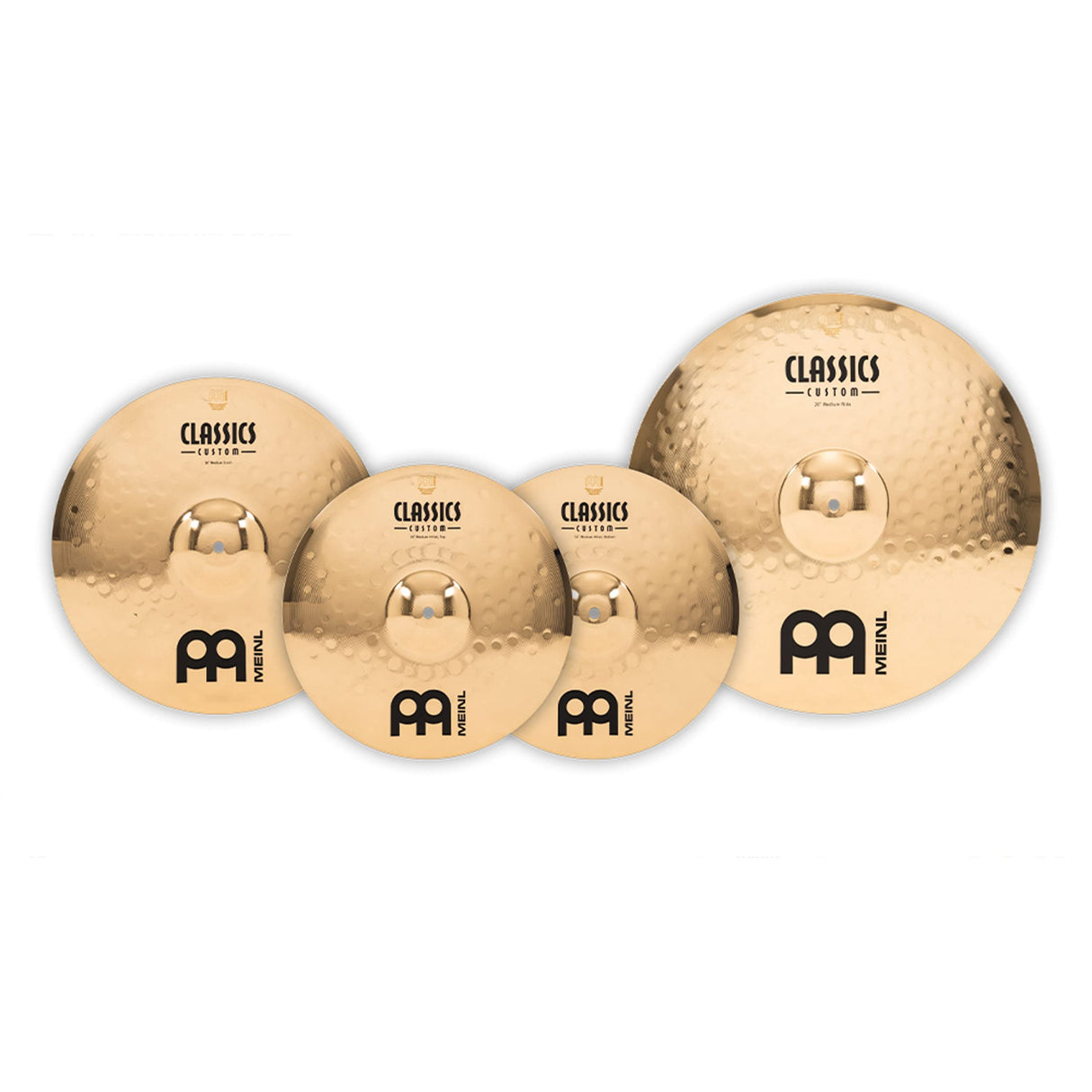 Meinl Cymbals Classics Custom Brilliant Cymbal Set Box Pack - Juego de Platillos de Batería con Plato 14 pulgadas Hihat, 16 Crash y 20 Ride - Bronce B12, Acabado Brillante (CC141620)