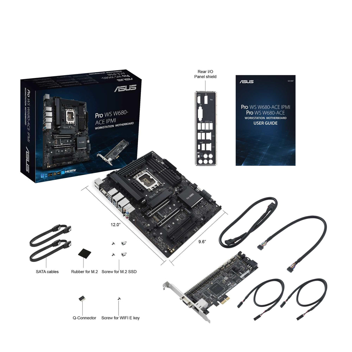 ASUS Pro WS W680-ACE IPMI Placa Base Intel W680 LGA 1700 ATX, PCIe 5.0, DDR5, 2 Intel 2,5 GB Ethernet, 3 Ranuras PCIe 4.0 M.2, 2 USB 3.2 Gen 2, SlimSAS, SATA 6 Gbps, HDMI, DisplayPort y VGA