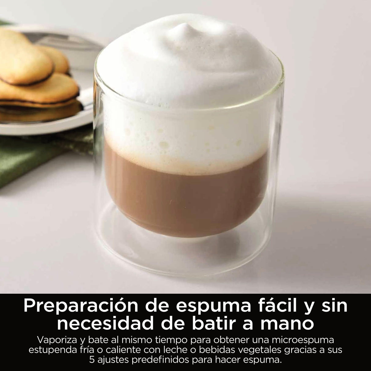 Ninja Luxe Pro Cafetera 3 en 1 para latte, cappuccino, cold brew y espresso con molinillo y espumador de leche integrados, fácil de usar y 5 preajustes automáticos de espuma, plata, ES701EU
