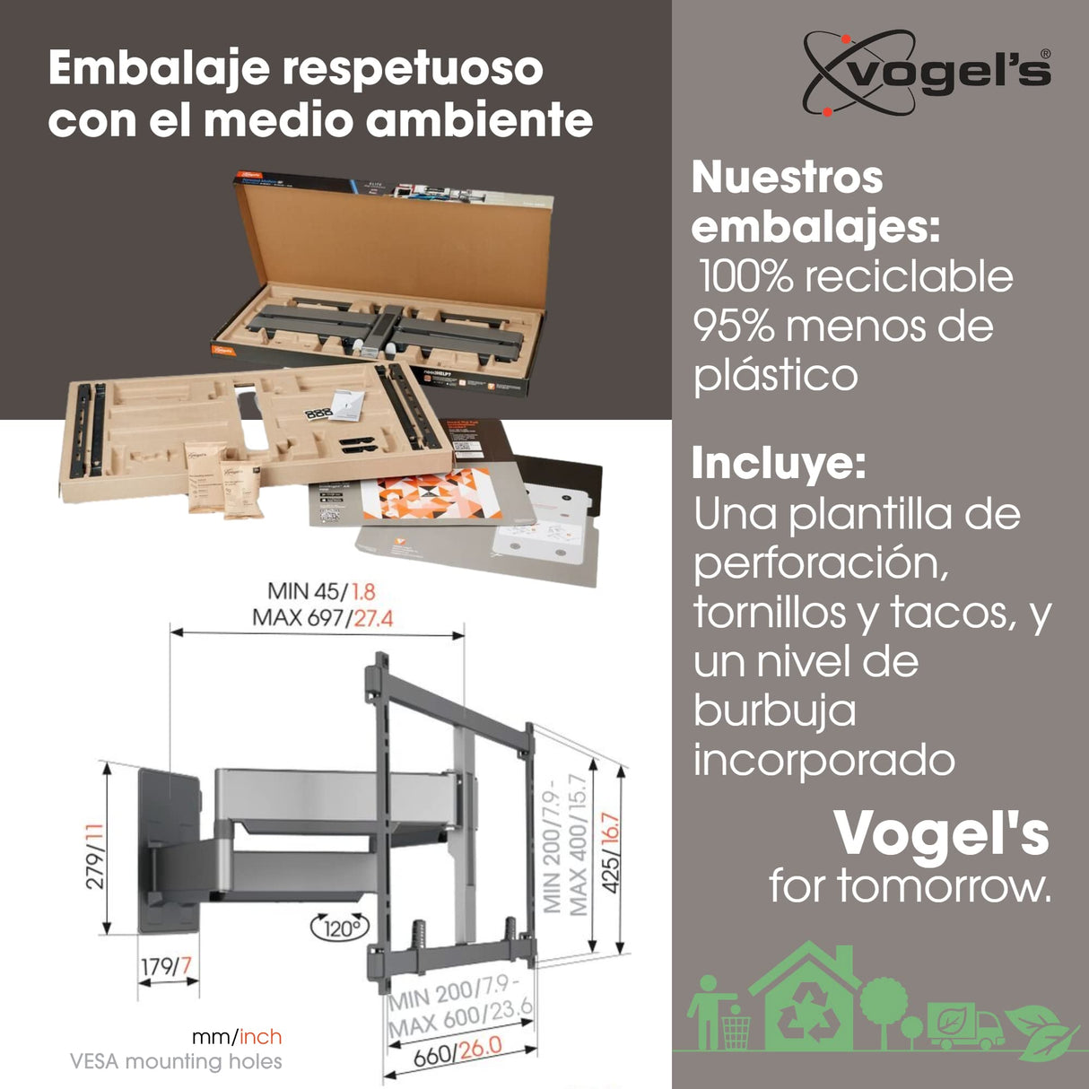 Vogel's Elite TVM 5855 Ultra Fuerte Soporte TV Giratorio para TV Grandes y Pesados de hasta 100 Pulgadas y con un Peso máx. de 75 kg, Gira hasta 180°, Máx. VESA 600x400, Compatibilidad Universal