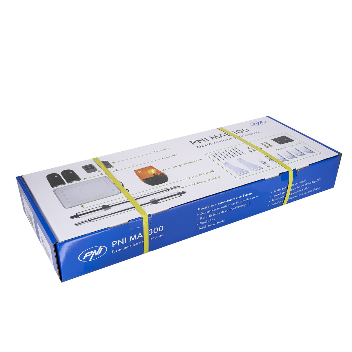 Kit de automatización puertas batientes PNI MAB300, con 2 motores de 40W, mandos a distancia y panel de control, fotocélulas y lámpara, longitud de puerta 2 x 2,5 m máx, peso de puerta 200Kg