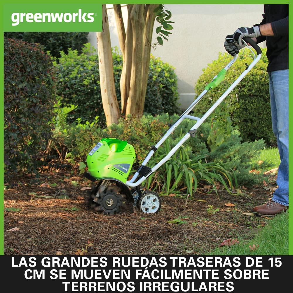 Greenworks G40TL Motoazada de Batería, Motocultor de Púas Delanteras, Ancho de Trabajo de 25 cm, Profundidad de Labranza de 13 cm SIN Batería y Cargador de 40V, Garantía de 3 Años