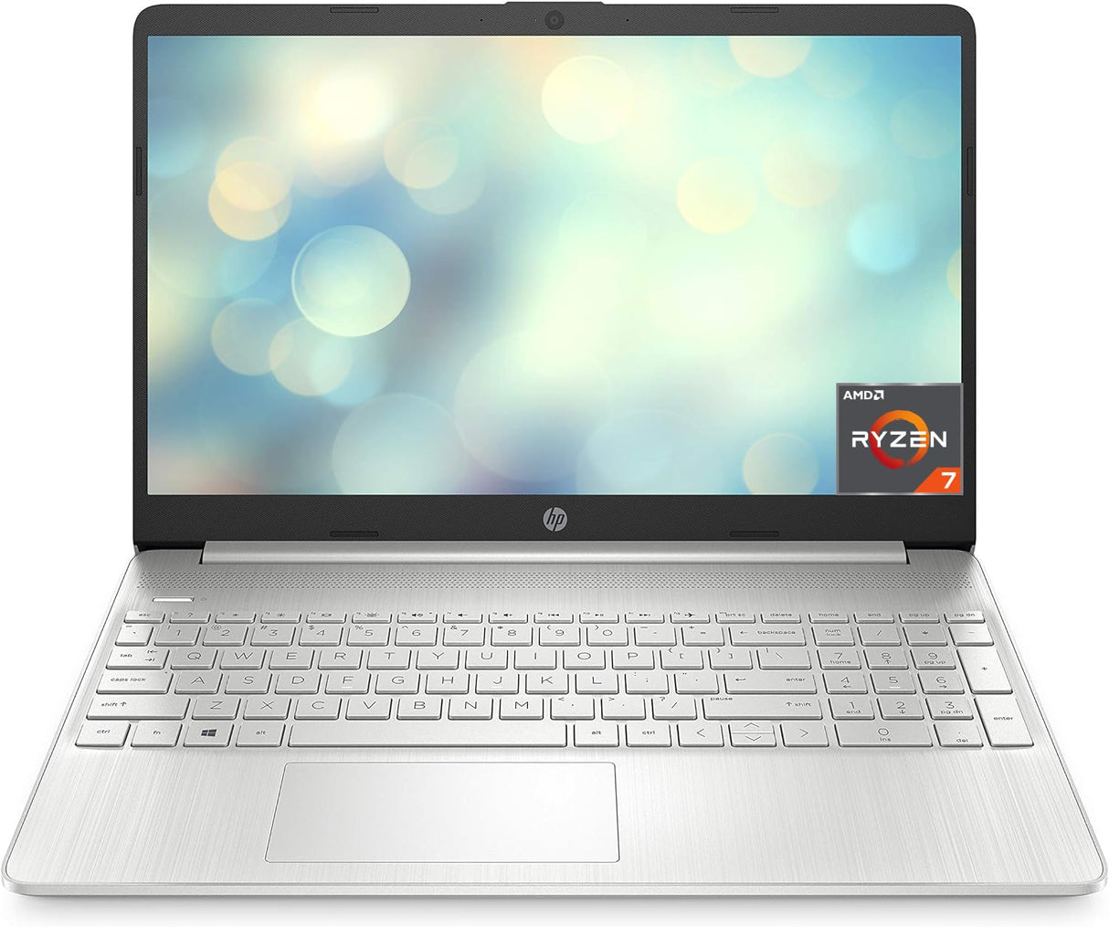 HP 15s-eq2171ns - Ordenador portátil de 15.6" Full HD (AMD Ryzen 7 5700U, 16GB RAM, 1TB SSD, AMD Radeon Graphics, Sin Sistema Operativo) Plata - Teclado QWERTY Español