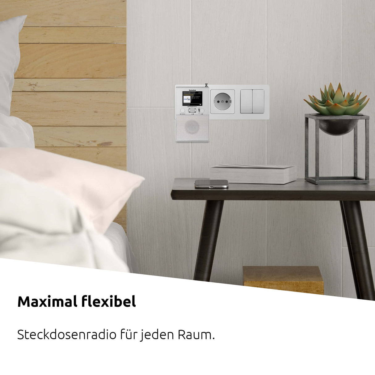 TechniSat DIGITRADIO Flex 2 - Radio Dab con Enchufe (Dab+, Radio FM, Entrada de Audio, transmisión de Audio Bluetooth, Radio Despertador, Memoria de Favoritos), Color Blanco