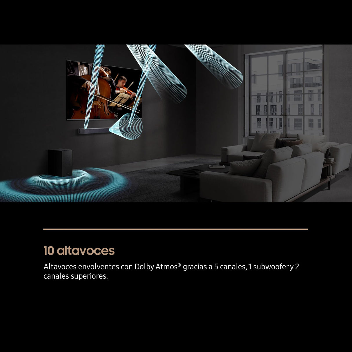 SAMSUNG Barra de Sonido HW-QS750F/ZF -Wireless Dolby Atmos, 3.1.2ch Sound, Q-Symphony, SpaceFit Sound