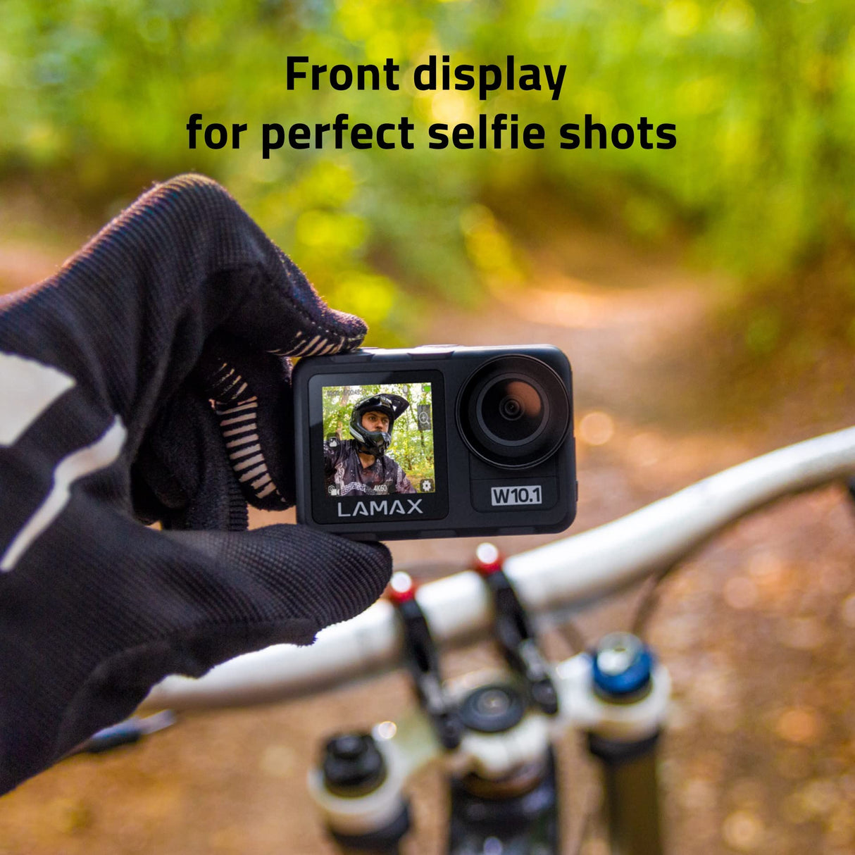 LAMAX W10.1 Real 4K 60 fps Action CAM con estabilización MAXsmooth 2.0, cámara subacuática, videocámara con Doble Pantalla, Accesorios completos, Wi-Fi, vídeo a cámara Lenta, lapso de Tiempo, Modo de