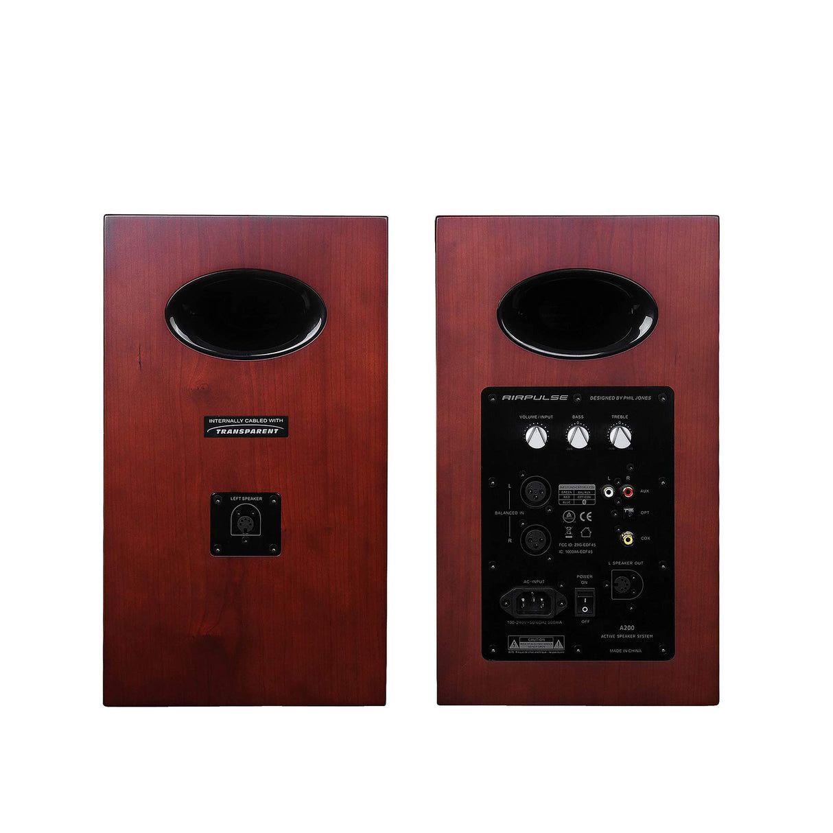 Airpulse A200 Aktives Bücherregal Bluetooth Lautsprechersystem mit Signature Phil Jones Design - Kirschholz