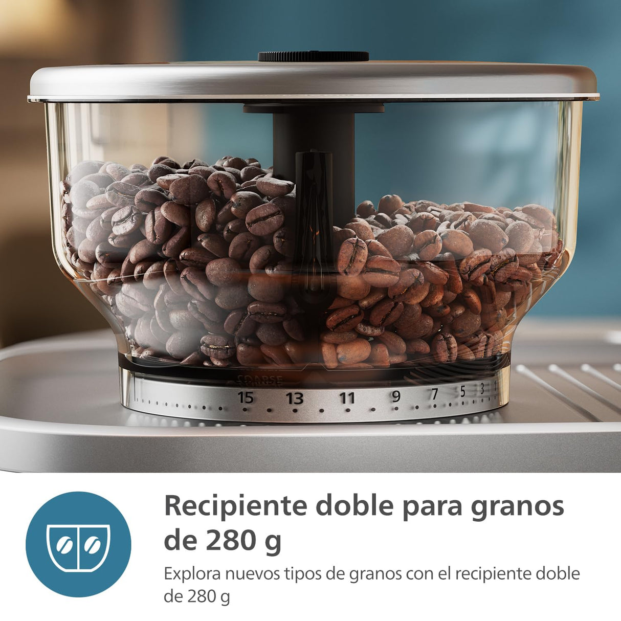 Philips Barista Brew - Cafetera espresso semiautomática. Botón para espresso simple y doble + americano, recipiente doble para granos de 280 g, apisonado calibrado, cappuccino de metal (PSA3228/41)