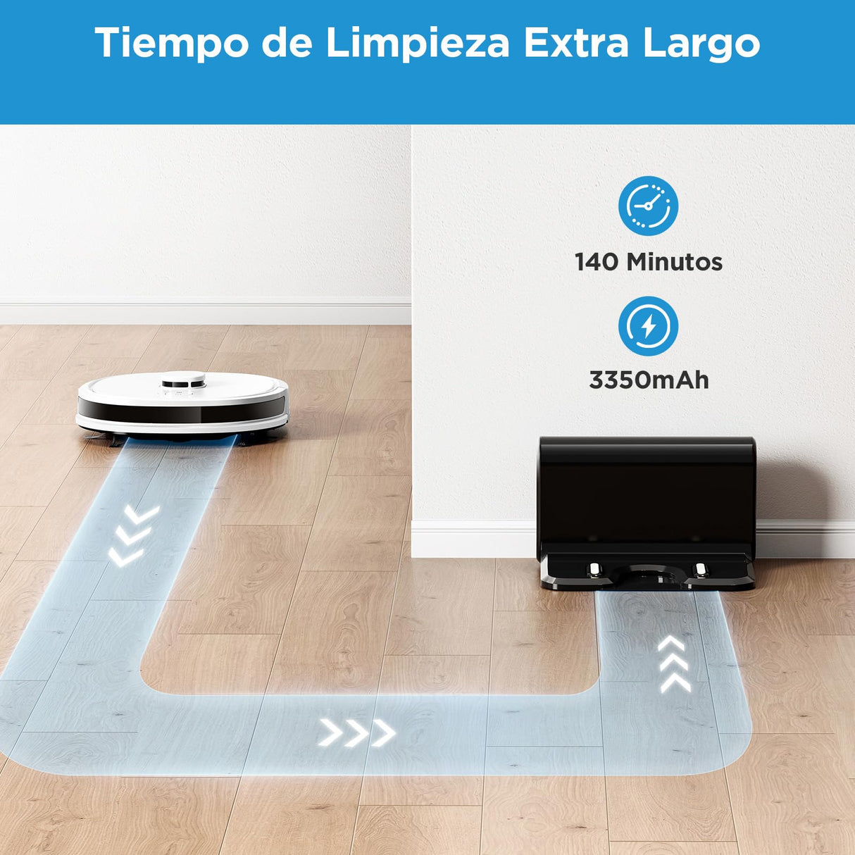Midea M6 Robot Aspirador y Fregasuelos con Sistema Inteligente de Navegación LiDAR,Aspirador Robot,Autonomía 140 min,Potencia de Succión de 2000Pa,Control App,para Pelo de Mascotas y Suelos Duros