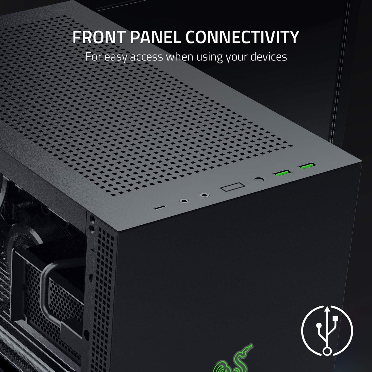 Razer Tomahawk Mini-ITX - Caja para juegos con Razer Chroma RGB (Puertas con bisagras en ambos lados, ventilación, filtro de polvo, gestión de cables, para radiadores de hasta 240 mm)