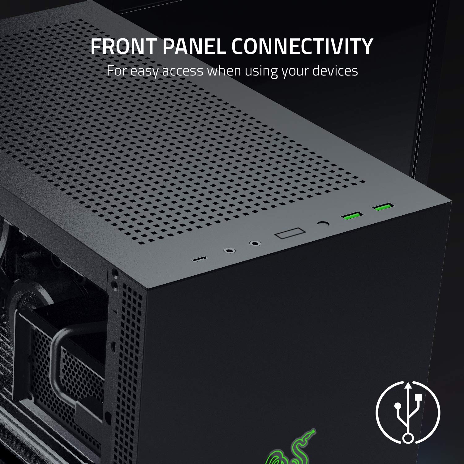 Razer Tomahawk Mini-ITX - Caja para juegos con Razer Chroma RGB (Puertas con bisagras en ambos lados, ventilación, filtro de polvo, gestión de cables, para radiadores de hasta 240 mm)