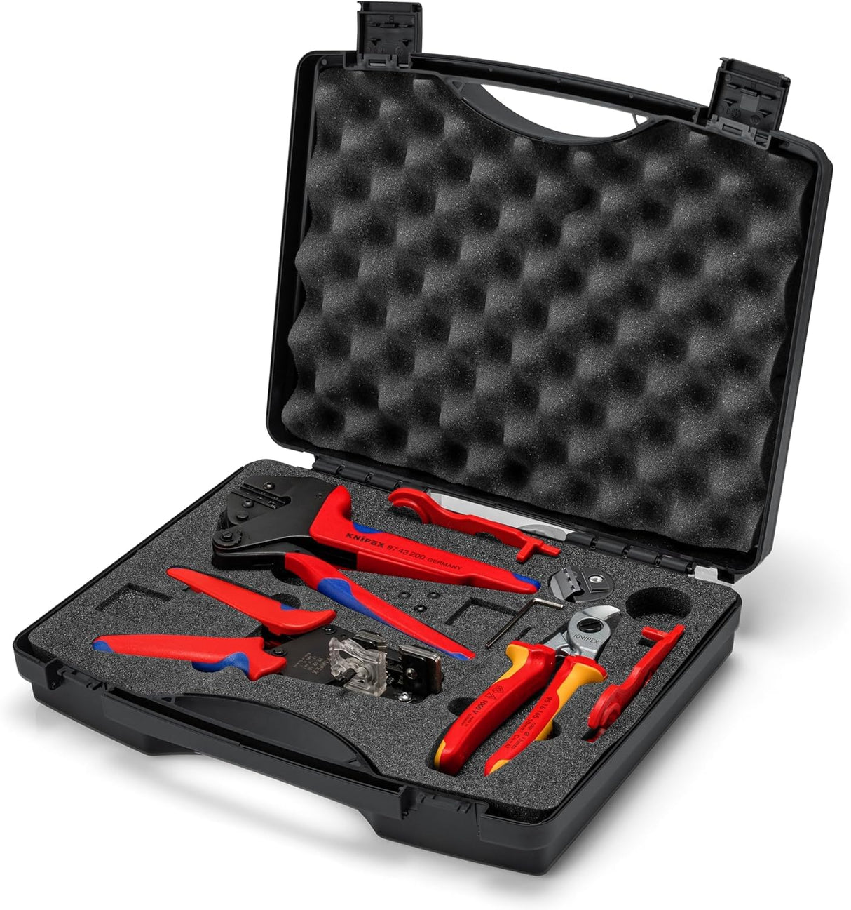 KNIPEX 97 91 04 V01 Maleta de herramientas para aplicaciones fotovoltaicas para conectores para cables solares MC4 (Multi-Contact) 7 piezas