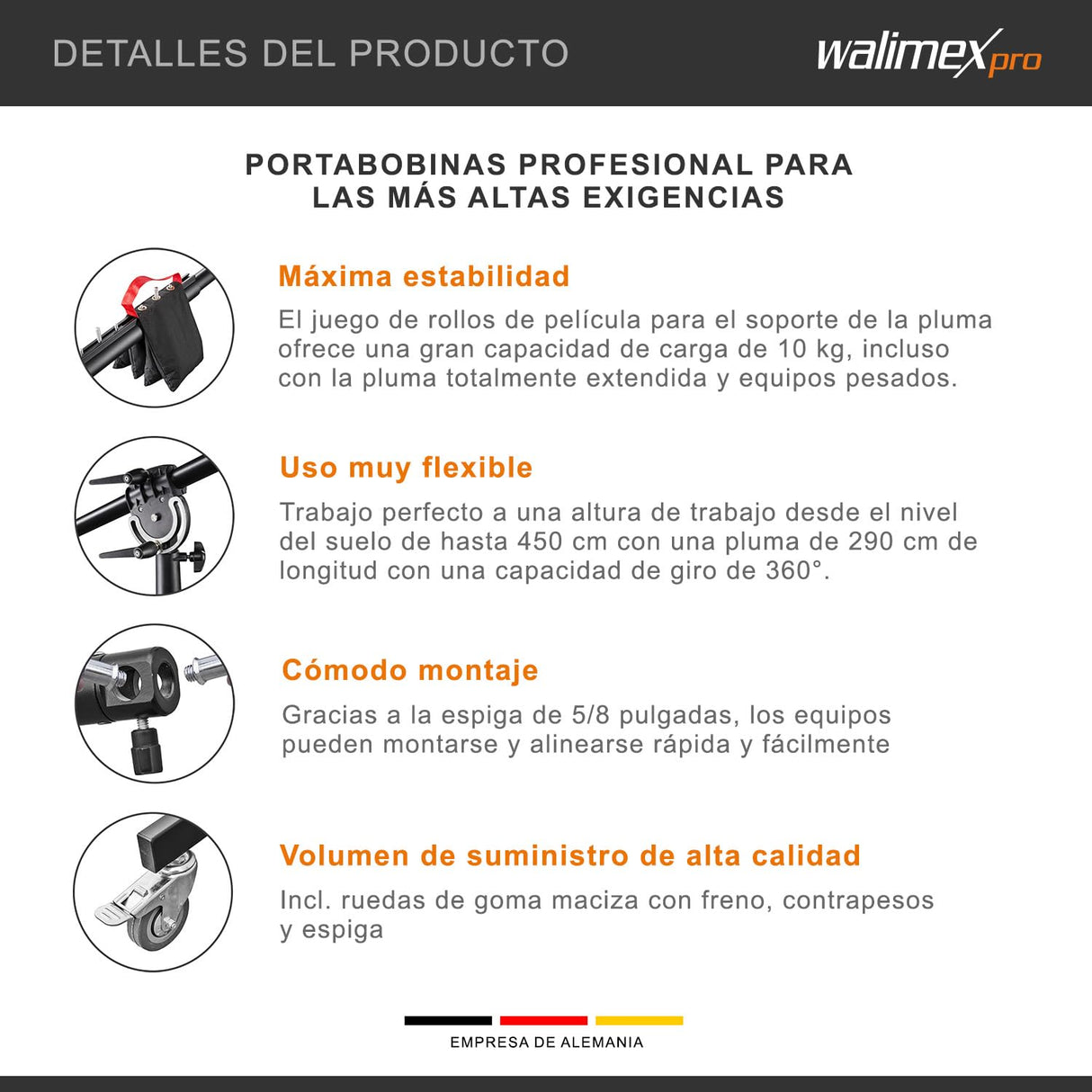 Walimex Pro - Soporte Tipo Jirafa con contrapeso para fotografía, negro