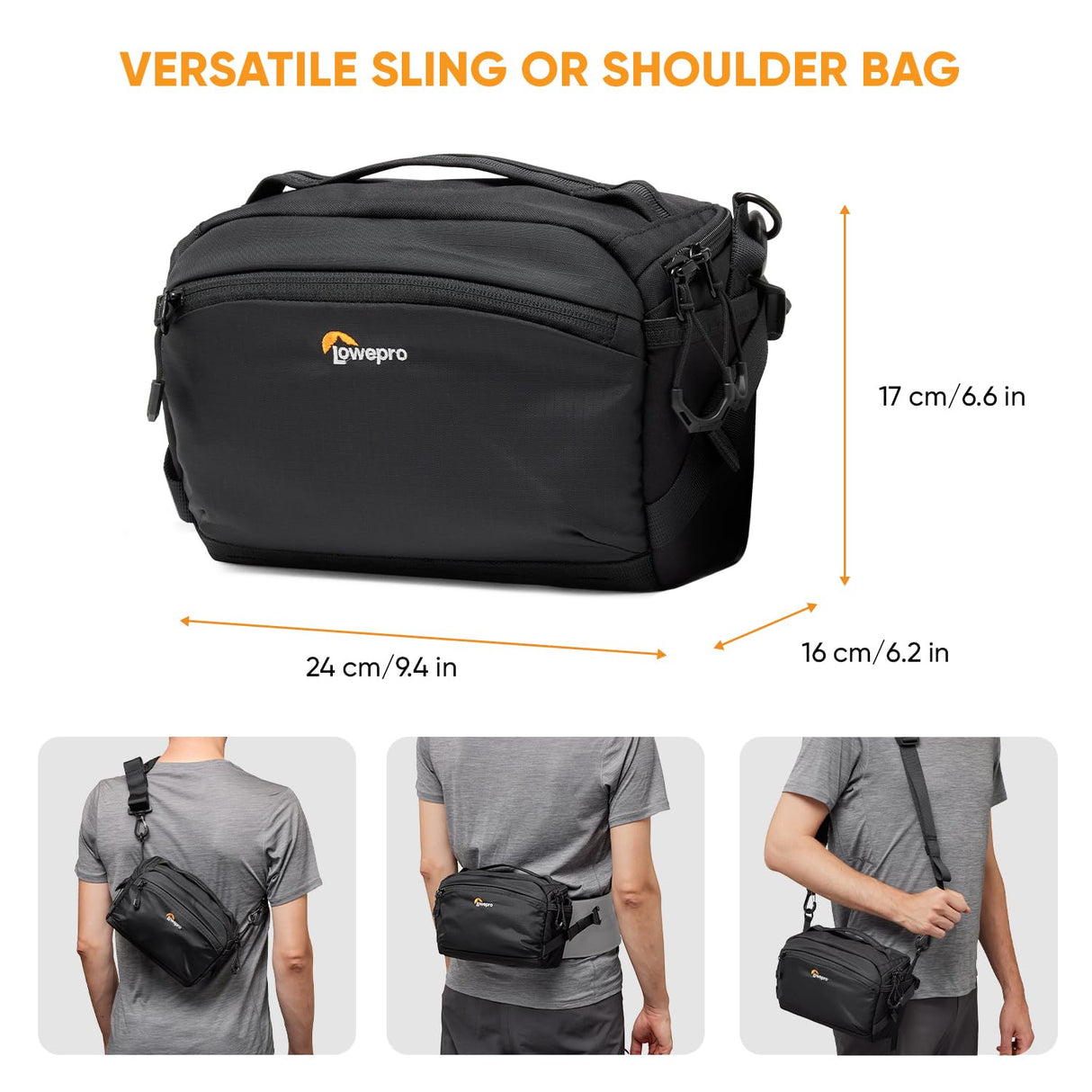 Lowepro ProTactic Lite SLX 110 AW III Bolsa Bandolera para Cámara, Cámara Profesional, Cubierta para Lluvia, Mochila Cruzada Ligera, para Fotógrafo, Videógrafo, Volumen 4L, para DSLR/Sin Espejo