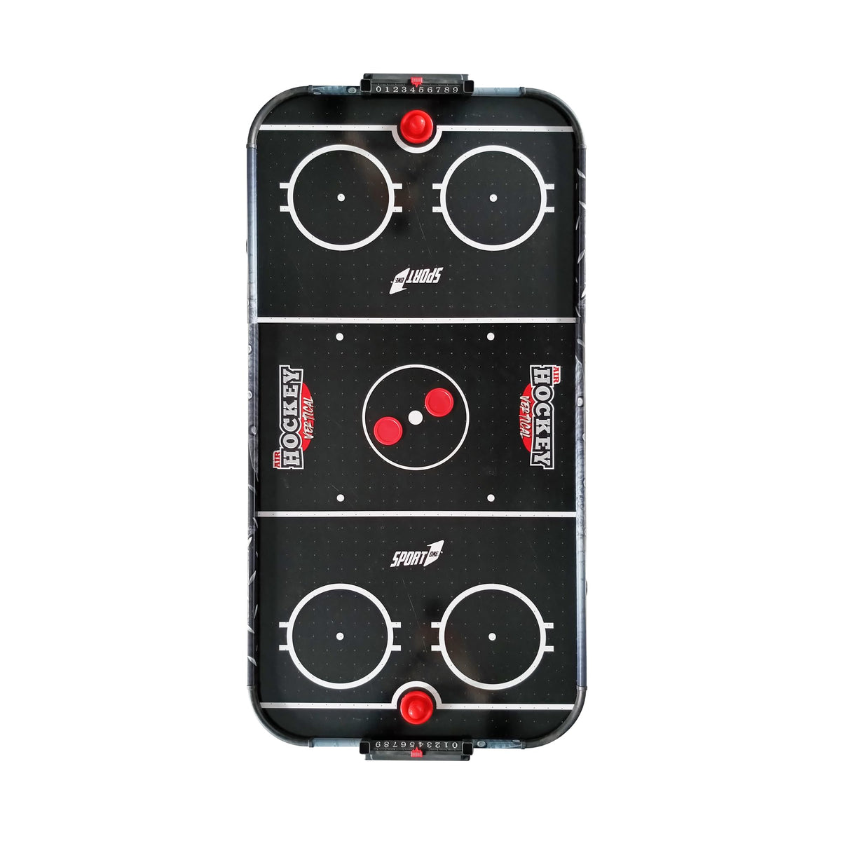 Sport1 Air Hockey Metal Vertical Mesa Plegable de Hockey Air Mini con Ventilador 12V Mesa Air Hockey Ahorro de Espacio Medidas 121x60x76cm 2 Puños y 2 Discos Incluidos con Marcador Integrado.