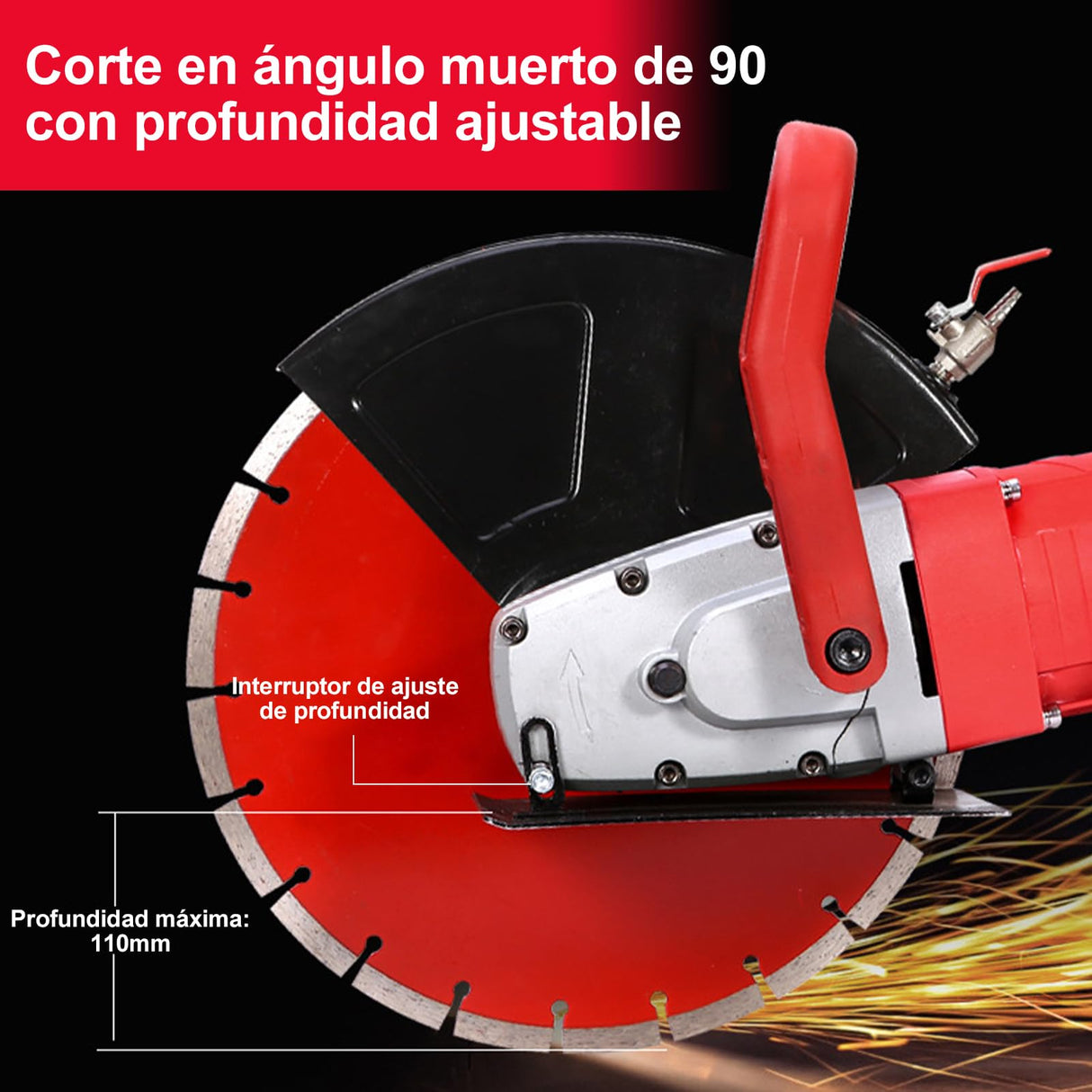 HYCHIKA 3200W Sierra Eléctrica para Hormigón, 305mm Cortador de Sierra Circular con Motor de 4300RPM, Rozadora Pared Incluye Línea de Agua y Bomba, para Piedra Ladrillo Madera