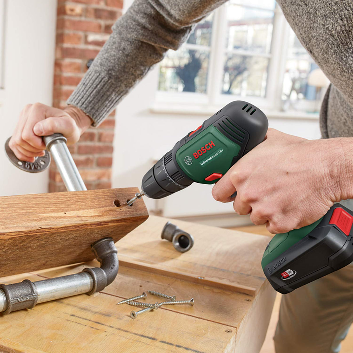 Bosch Home and Garden Martillo taladrador a batería (1 batería, sistema de 18 V, en Maletín), UniversalImpact 18 V