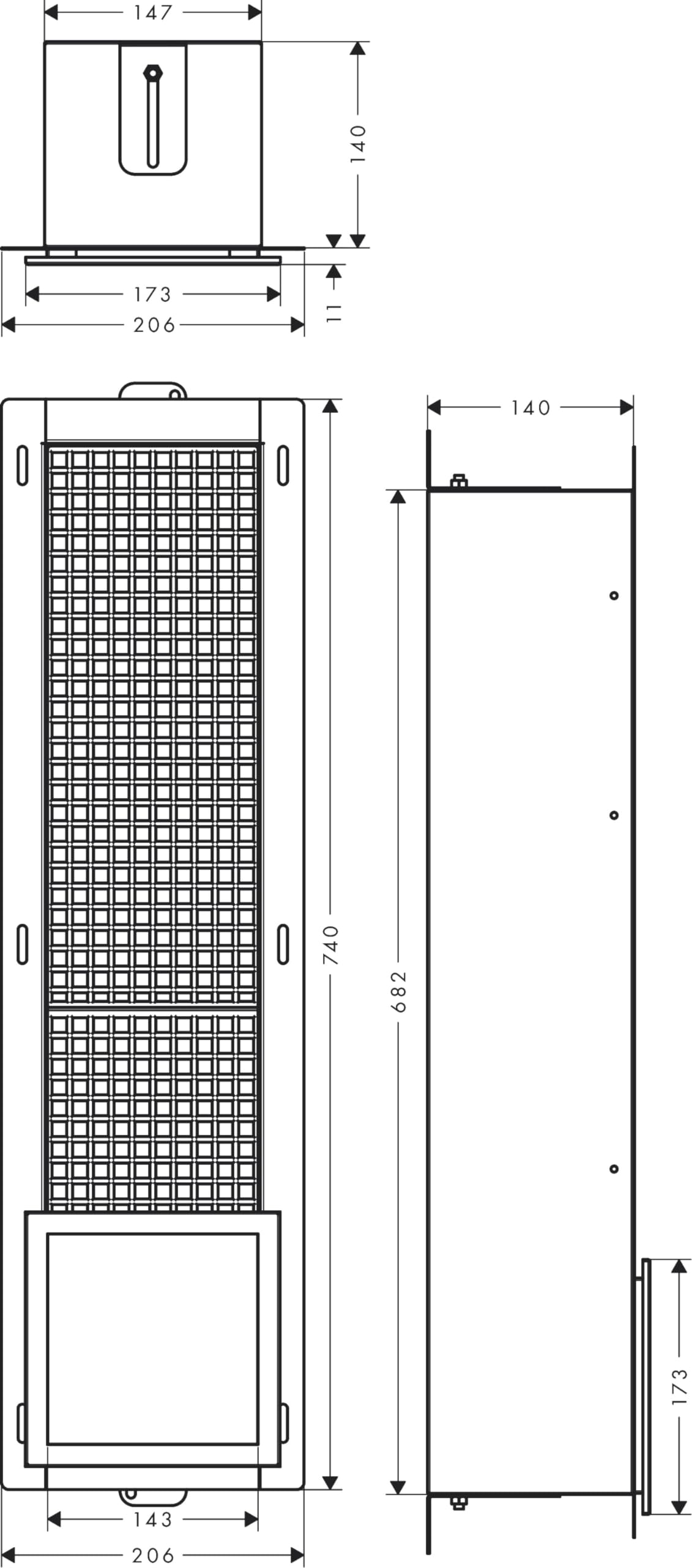 hansgrohe XtraStoris Original, portarrollos de papel higiénico empotrado para 6 rollos, soporte papel higienico empotrado, accesorios baño, negro mate, 56058670