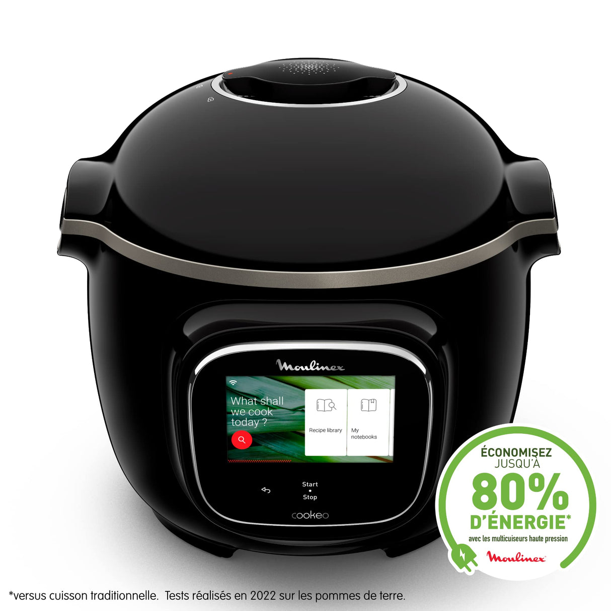 Moulinex Cookeo Touch Wifi - Multicooker inteligente de alta presión + molde para tartas 18 cm, 6 L, pantalla táctil, 250 recetas integradas, aplicación Moulinex YY5297FB, negro