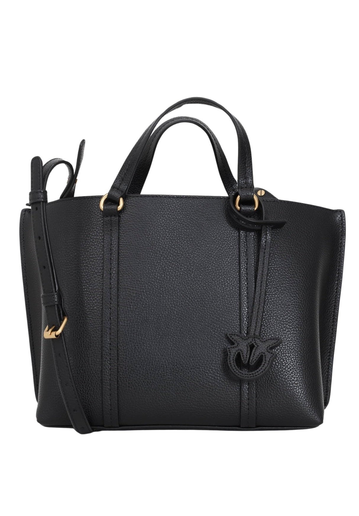 Pinko Carrie Shopper Classic Bottalata Cuero, Bolsa para Mujer, Z99q_Negro-Dorado Antiguo, Talla única