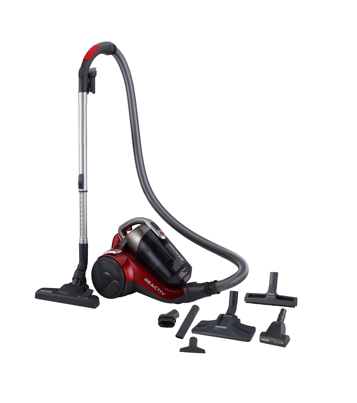 Hoover - Reactiv RC25 - Aspirador sin bolsa con filtro EPA, Especial para parquet y mascotas - Potencia 800W, Clase A, Color Rojo