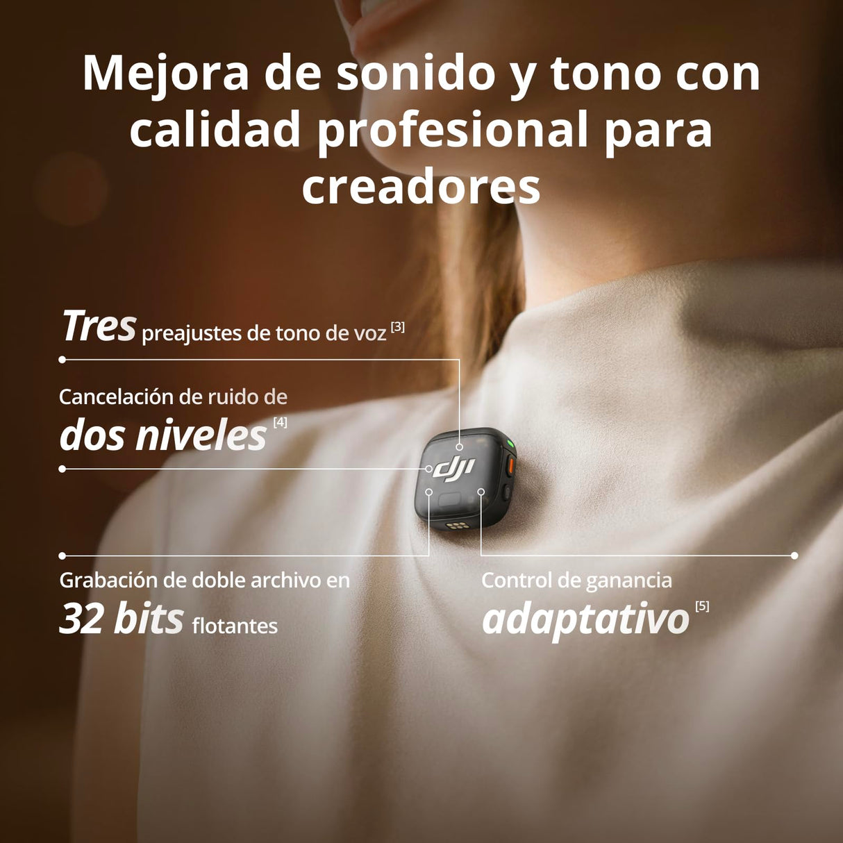 DJI Mic 3 (2 TX + 1 RX + Estuche de Carga), micrófono inalámbrico para iPhone/cámara/Android, Ultraligero, Control de Ganancia adaptativo para Volumen equilibrado, 28 Horas de Uso, vlog