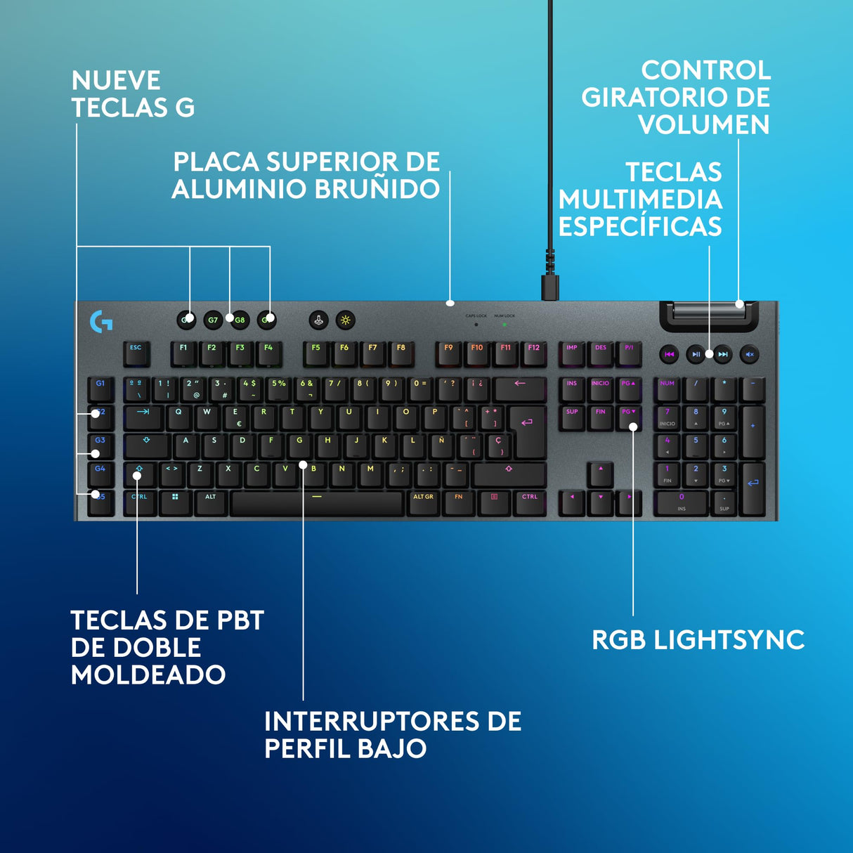 Logitech G G915 X Low Profile Wired Gaming Keyboard - US QWERTY-Layout