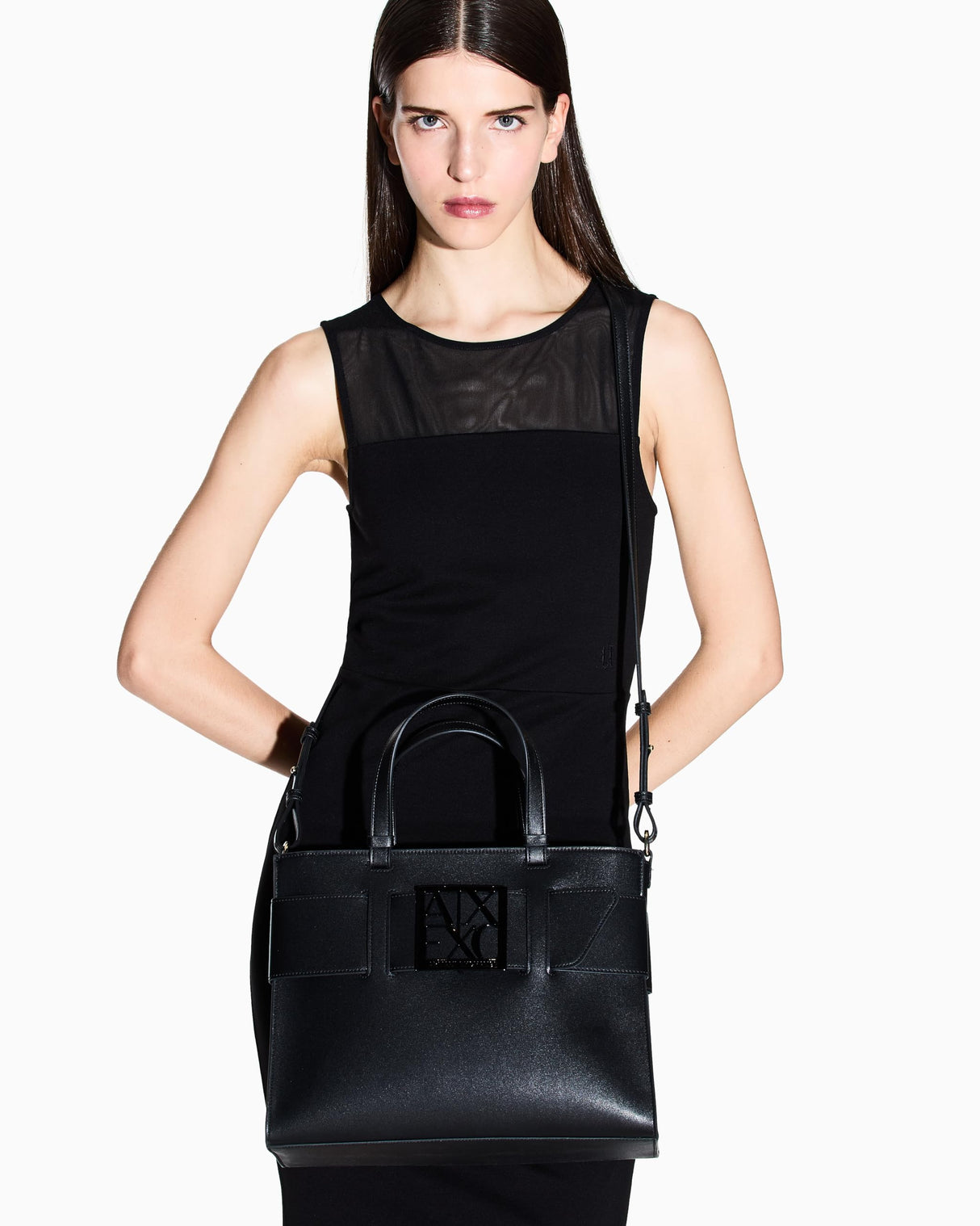 Armani Exchange Susy Big Tote, Bolsos para Mujer, Negro (Black), Talla única