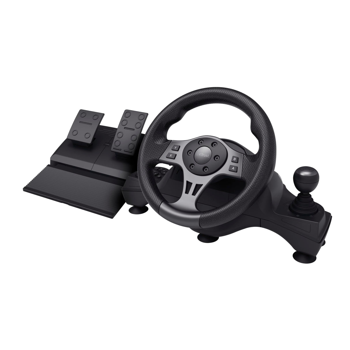 Trust GXT 289 Movi Volante de Carreras PC, Xbox Series X/S, PS4, Nintendo Switch, con Pedales, Levas de Cambio, Palanca de Cambios, Vibración, Racing/Farming Simulator / F1 / Gran Turismo