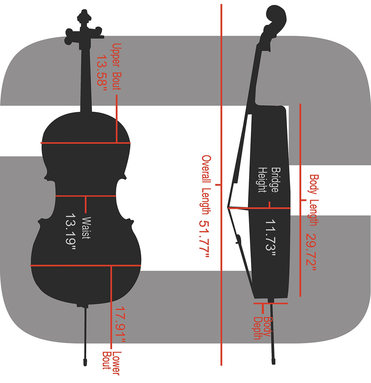 Crossrock Funda compuesta de policarbonato para violonchelo de tamaño 4/4 con mochila y ruedas en rojo (CRF102CEFRDHT) (CRF1020CEFRDHT)