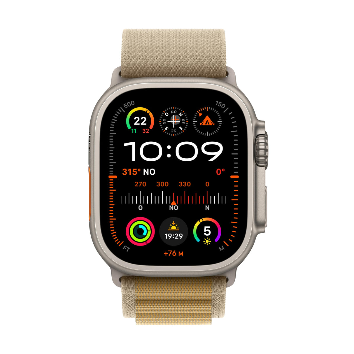 Apple Watch Ultra 2 GPS + Cellular Smartwatch, Reloj Deportivo con Caja de Titanio Natural Resistente de 49 mm y Correa Loop Alpine Canela - Talla M. Monitor de entreno y Neutro en Carbono