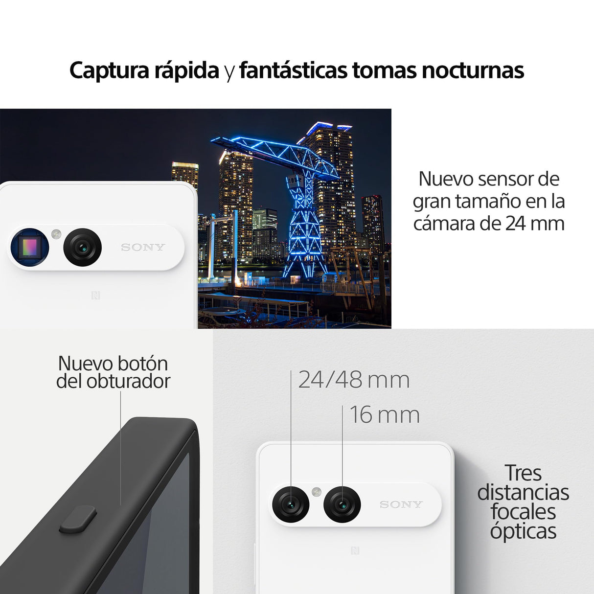 Sony Xperia 10 VII: OLED de 6,1" y 19,5:9 con 120 Hz, batería de 5000 mAh, Objetivo Ultra Gran Angular de 16 mm, Audio de 3,5 mm, Android 15, IP65/68, Doble SIM híbrida, Blanco