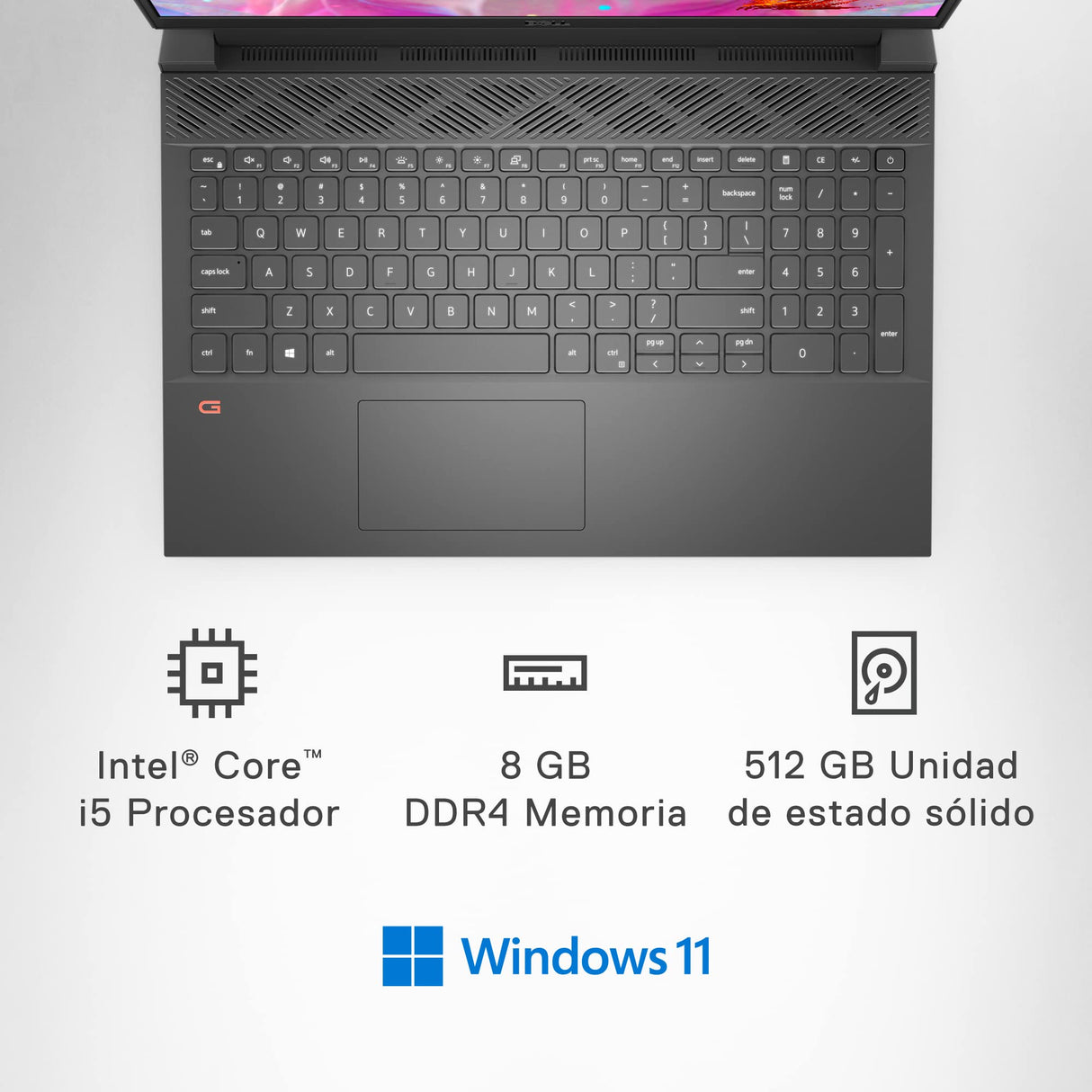 DELL G15 5511- Ordenador Portátil Gaming de 15.6'' FullHD 120Hz (Intel Core i5-11260H, 8GB RAM, 512GB SSD, NVIDIA GeForce RTX 3050, Ubuntu Linux) Negro - Teclado retroiluminado QWERTY español