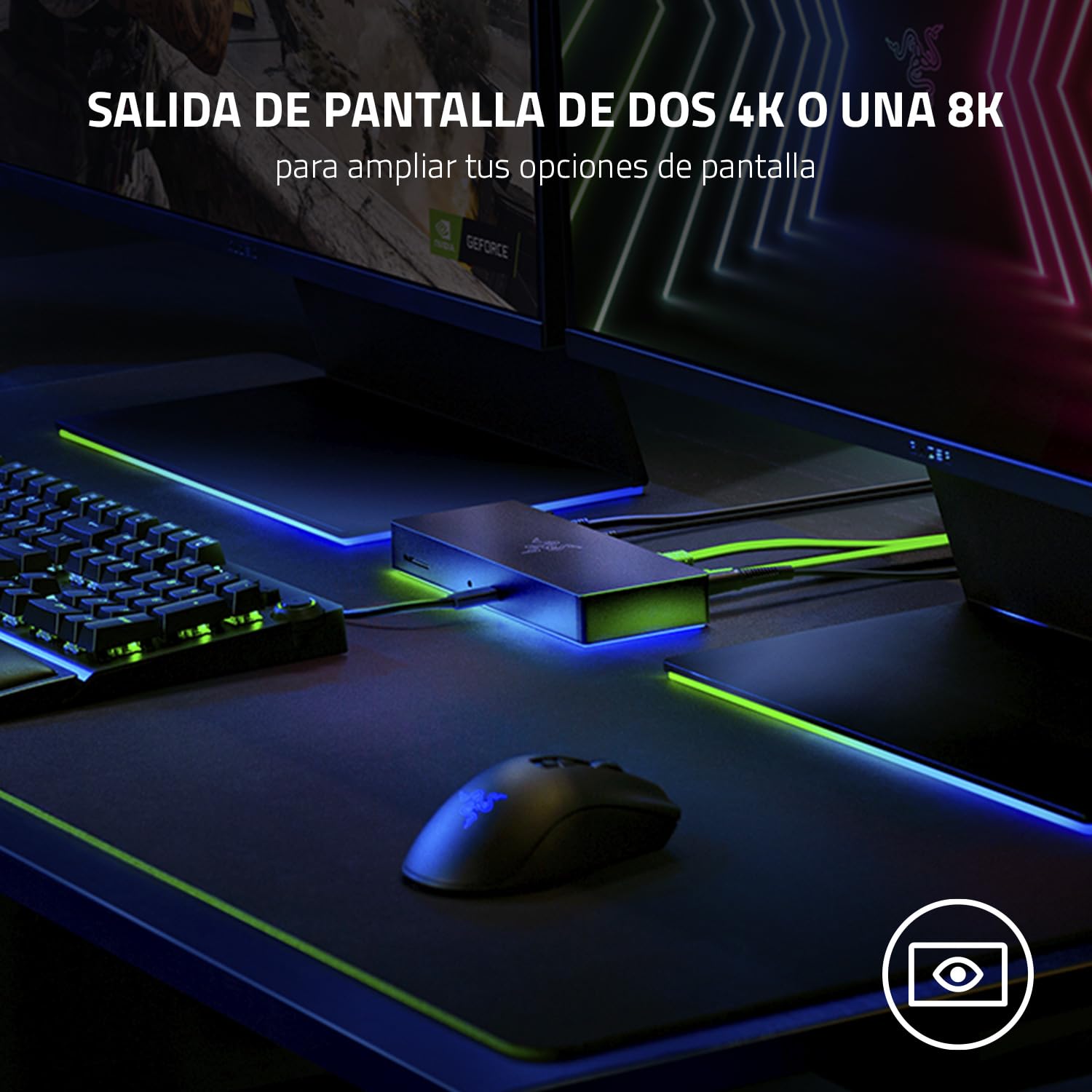 Razer Thunderbolt 4 Dock Chroma - Hub Premium con iluminación RGB para Windows y Mac (10 puertos en uno, salida a Dos monitores 4K o un monitor 8K) Negro
