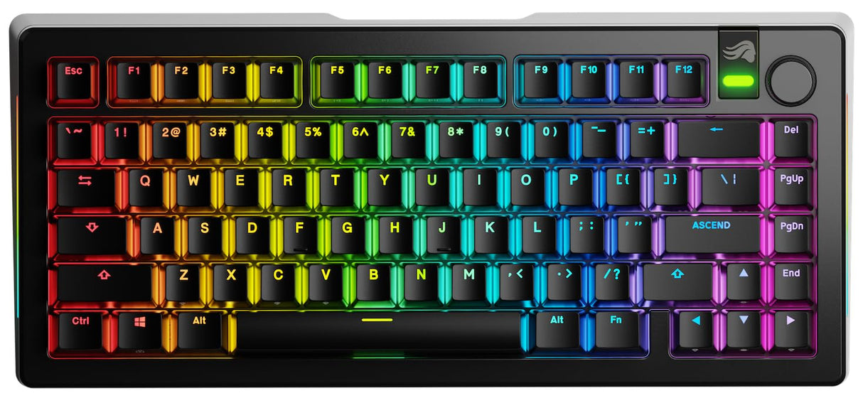 Glorious Gaming GMMK 3 Pro trådlöst mekaniskt tangentbord, Bluetooth Och 2,4 GHz, utbytbara MX-brytare, modulärt aluminiumhölje Och packningssystem, doubleshot-tangenter, 75% TKL, USA QWERTY - Svart