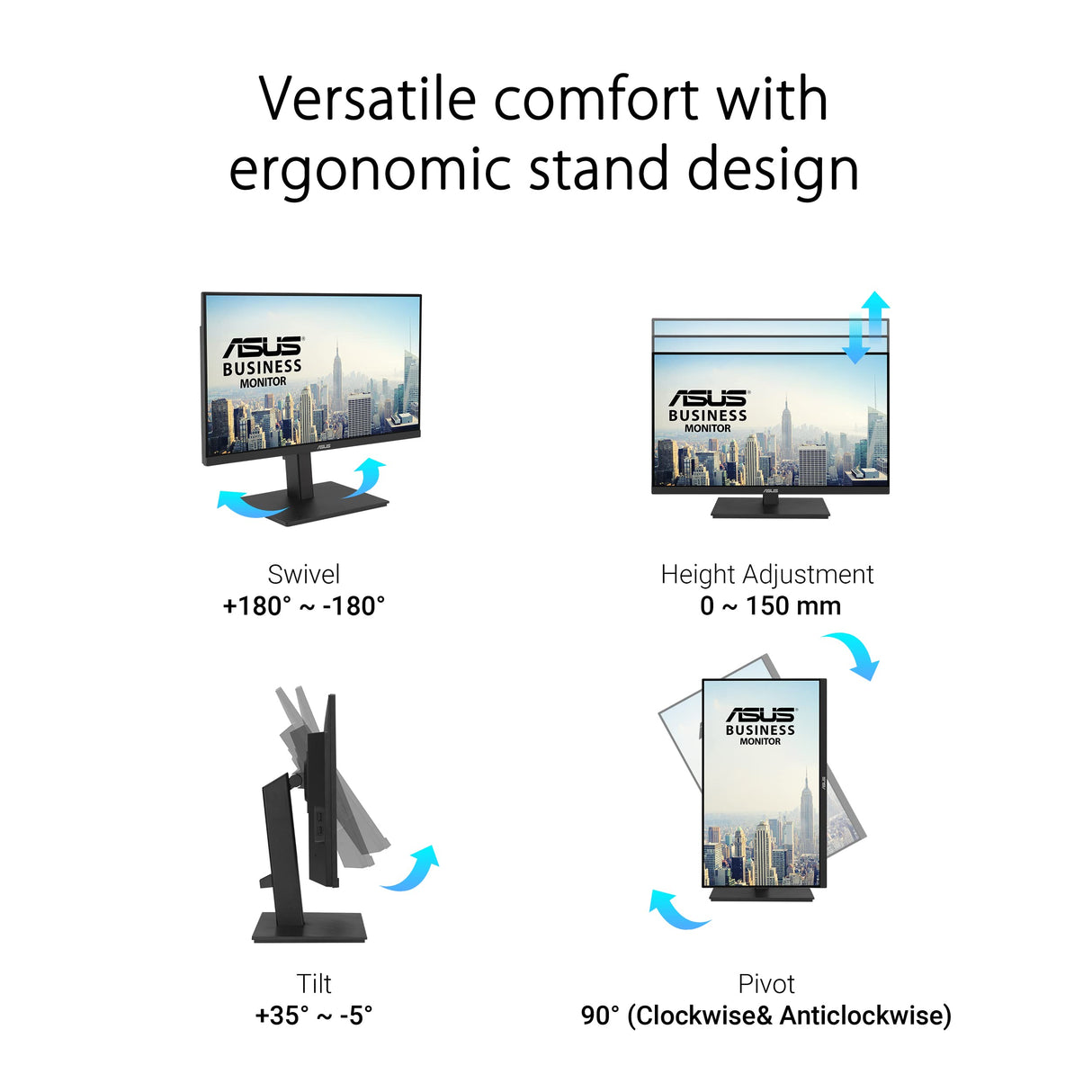 Asus VA27ECPSN - Monitor Docking USB de 27 Pulgadas, Full HD, IPS, Sin Marco, USB-C, RJ45, 75 Hz, Adaptive-Sync, Altavoces Estéreo, Baja Luz Azul, Sin Parpadeos, Diseño Ergonómico, Montaje en Pared