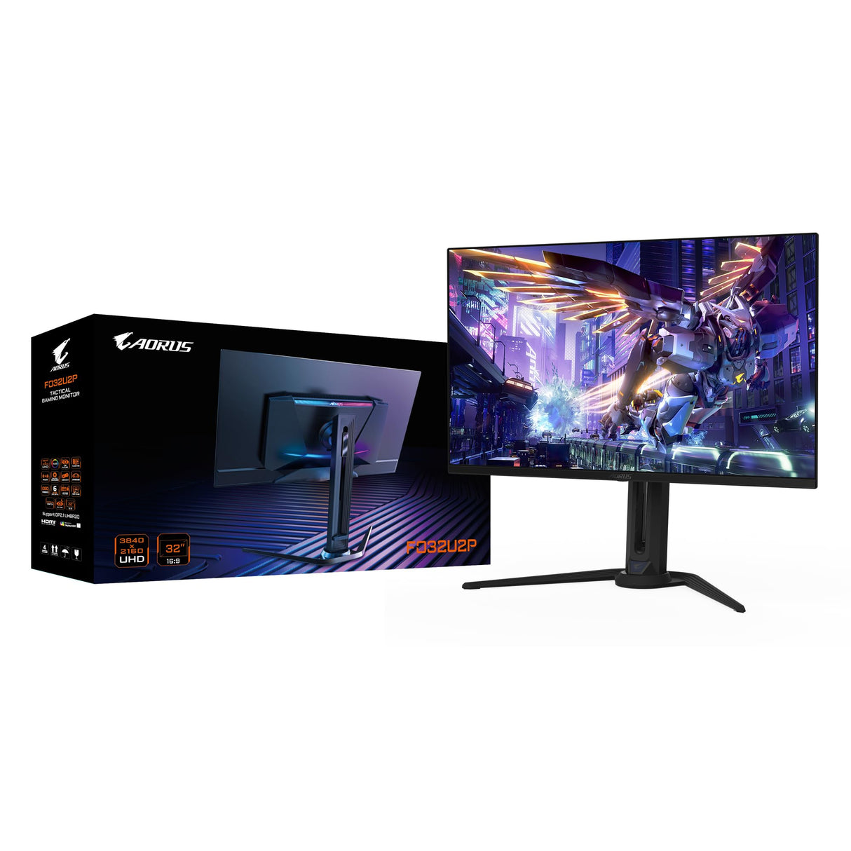 Gigabyte Monitor de Juegos OLED AORUS FO32U2P de 32” - 3840 x 2160 (UHD), 240Hz, 0.03ms, 250 CD/m², KVM, FreeSync Premium Pro, DisplayHDR True Black 400, DisplayPort 2.1