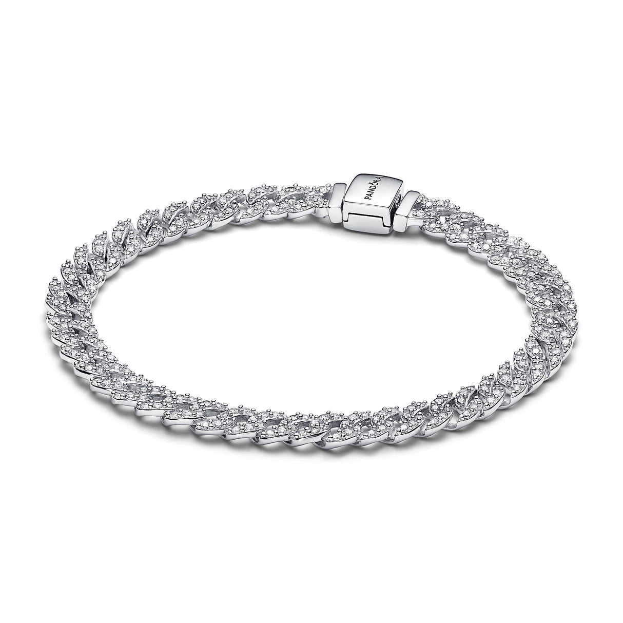 Pandora Timeless Pulsera de plata de ley con engaste pavé y circonitas cúbicas transparentes, 18