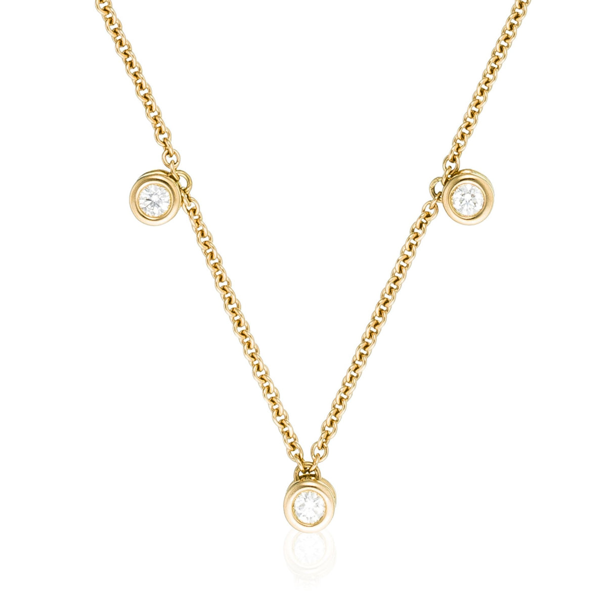Orphelia RD-003 - Collar de mujer de oro amarillo (18k) con 3 diamantes, 45 cm