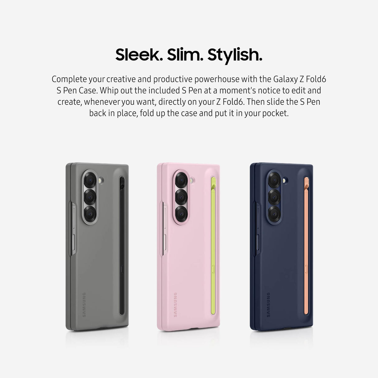 Samsung - Funda Protectora para Galaxy Z Fold6 S Pen con Ranura para bolígrafo S incorporada, Haga Clic para liberar, versión Americana, EF-OF95PCJEGUS, Gris