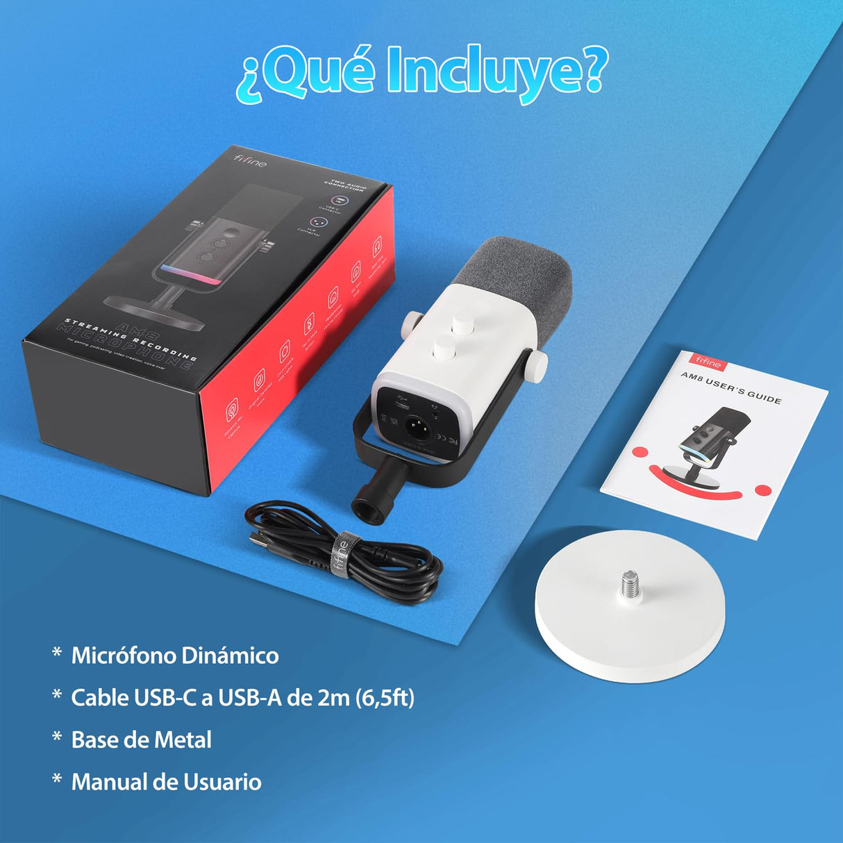 FIFINE XLR USB Microfono Gaming per PC PS4 PS5, Streaming Micrófono de Dinámico per Podcast Studio para Estudio Grabación