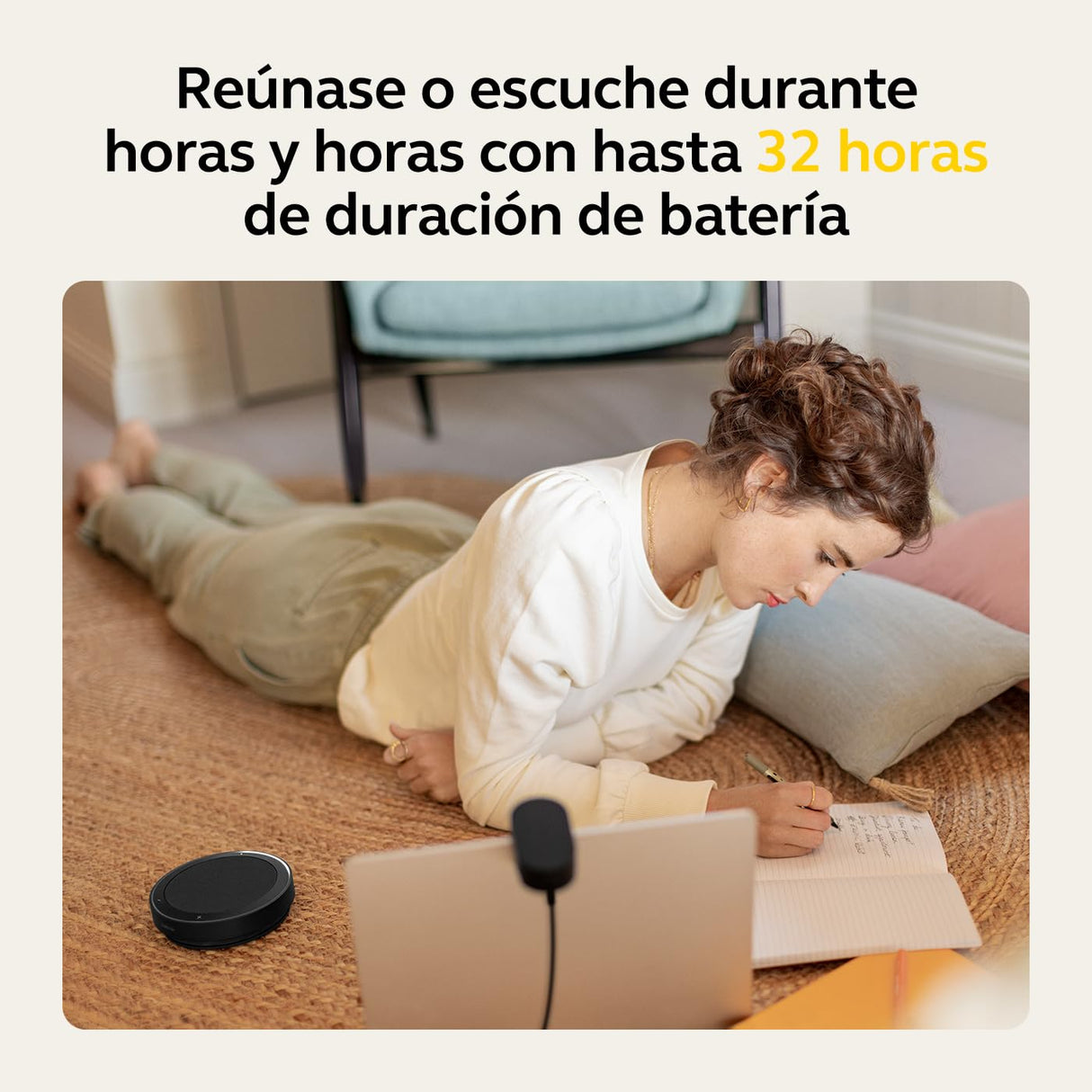 Jabra Speak2 75 Altavoz inalámbrico Bluetooth para el Trabajo - 4 micrófonos con cancelación de Ruido, Altavoces de 65 mm - Nueva función de conexión, USB-C, Zoom y Google Meet - Gris Oscuro